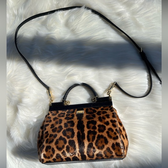 DOLCE & GABBANA Sicily Leopard Roses Pony-hair Bag  W Sequin Embroidery - Picture 11 of 15